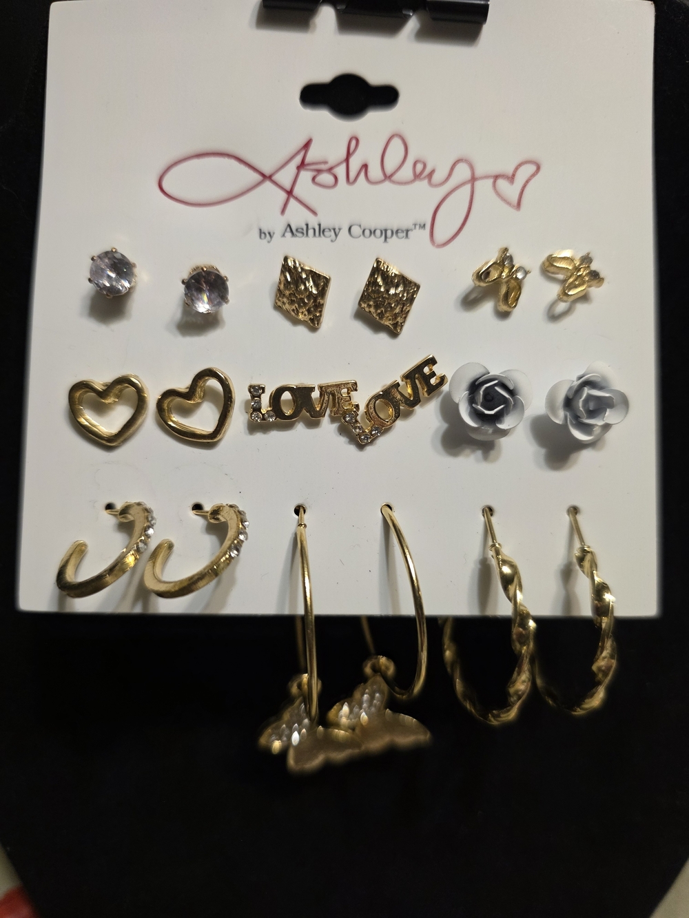 #981 Ashley Cooper Gold and White Earring Set - 12-Pair Mix